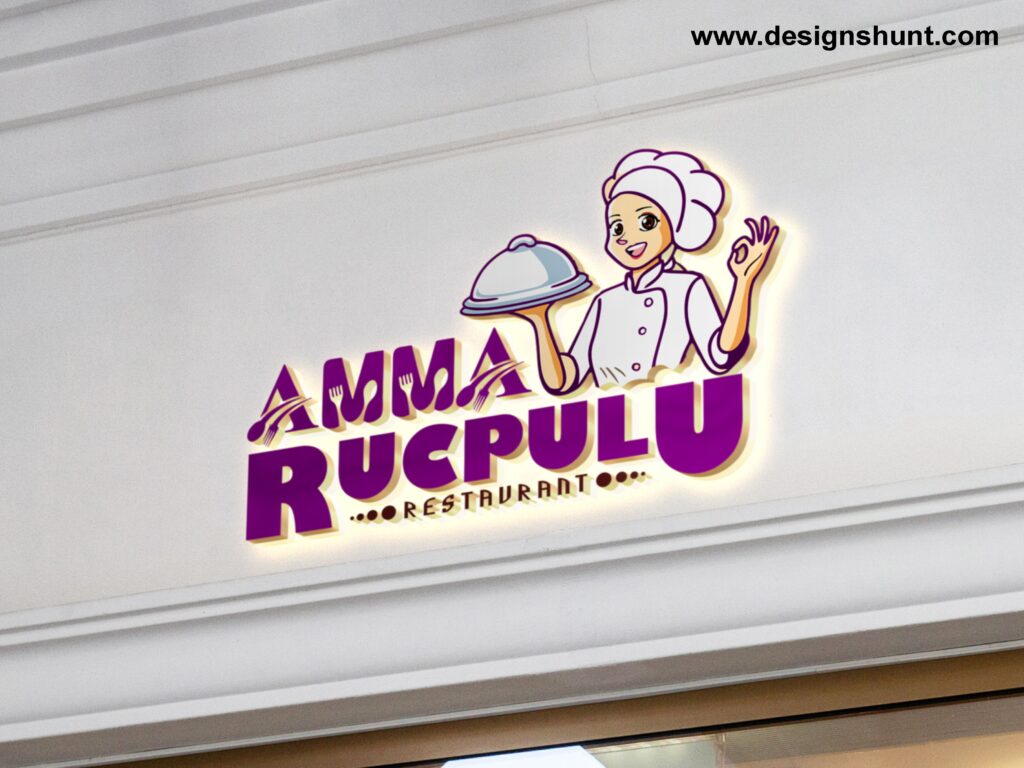 AMMA Rucpulu Restaurant women chef Chef 3D Logo South india