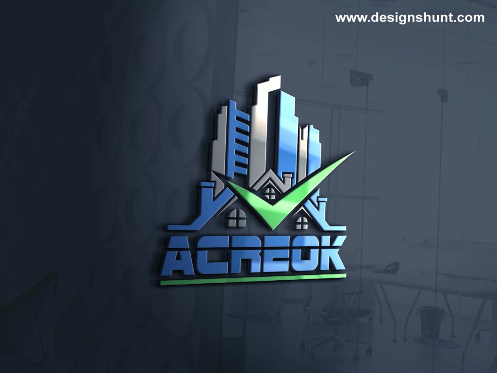 ACREOK ok sign 3D building Construction logo Design Hunt
