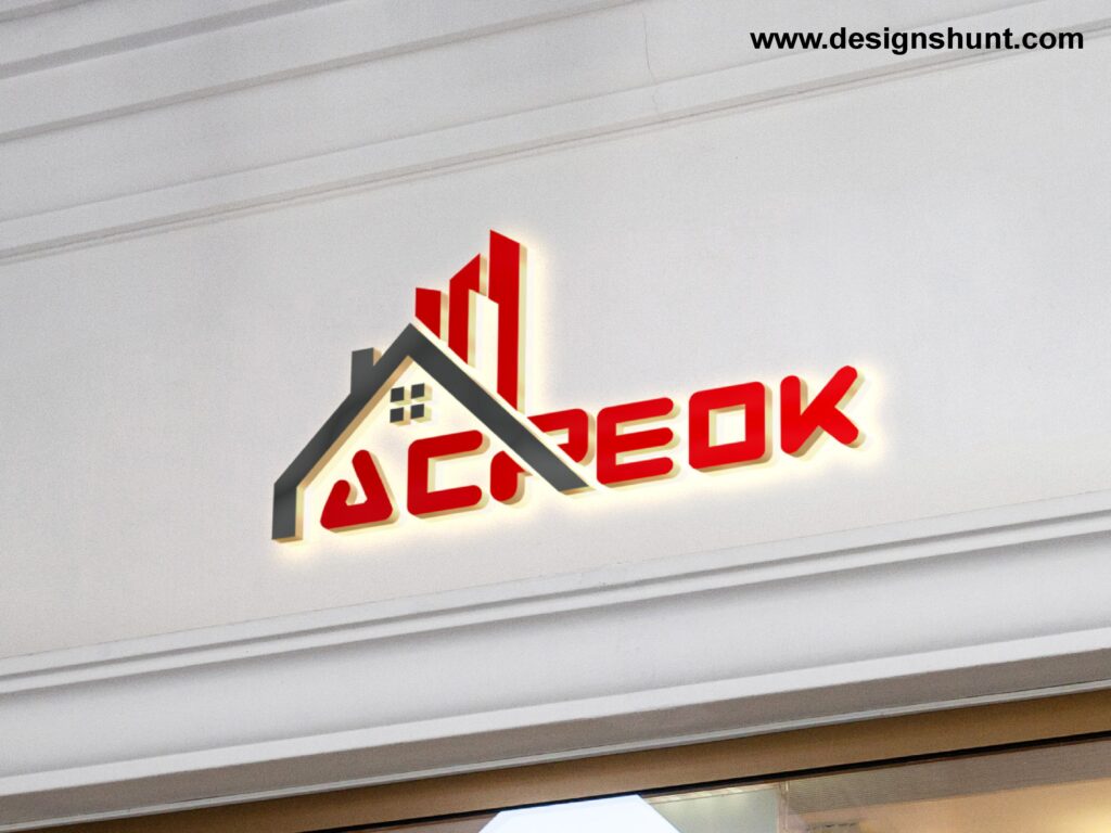 Construction Logo Design Acreok showcasing key and rooftop