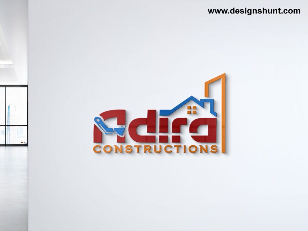 Adira Construction logo design hunt with home and excavator designs hunt