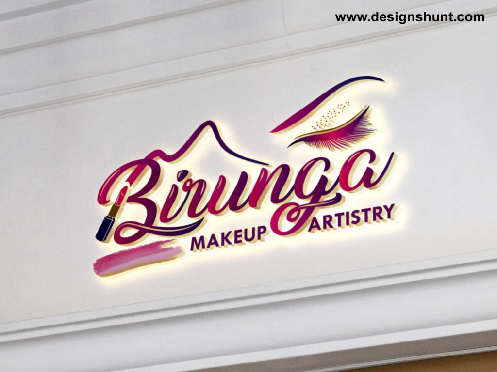 Logo for Birunga Makeup Artist Salon & Spa, featuring a stylized design with clean lines and a soothing color palette, evoking a luxurious and tranquil atmosphere