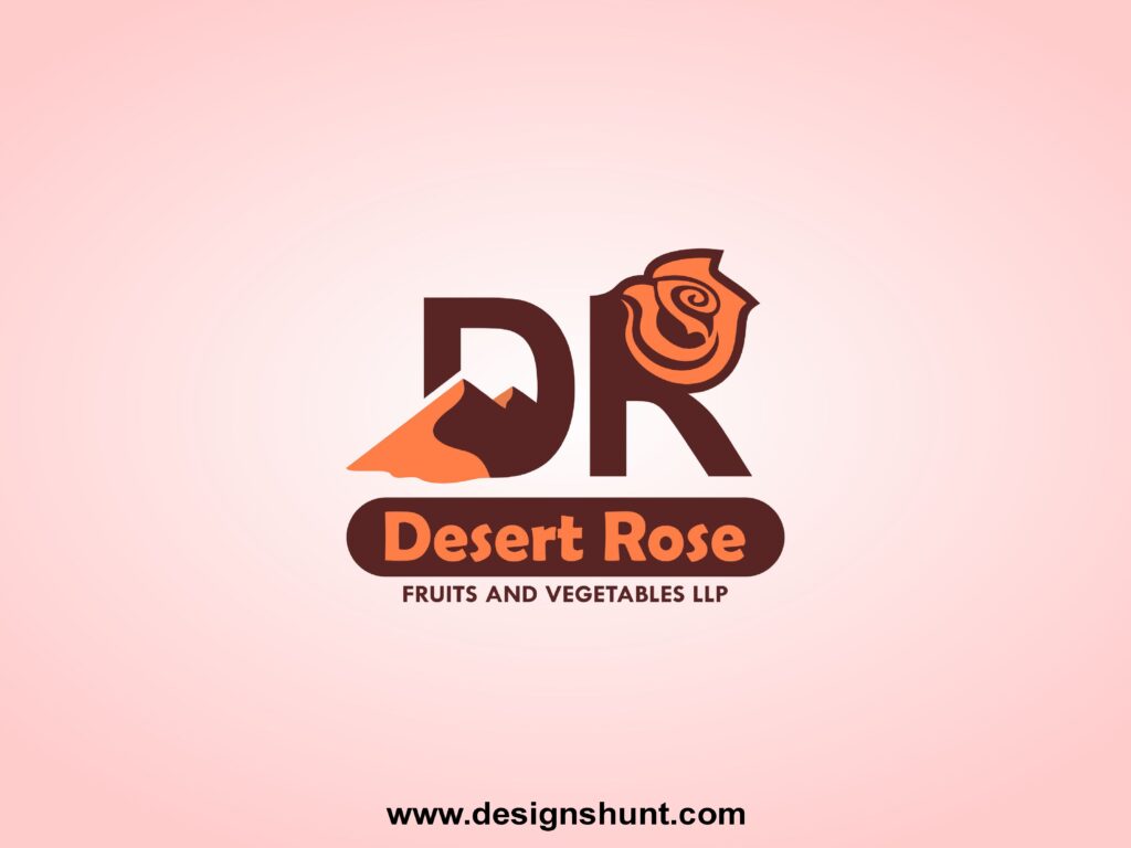 plain brown desert with red rose flower fruits and veg LLP business 3D logo designs hunt samples