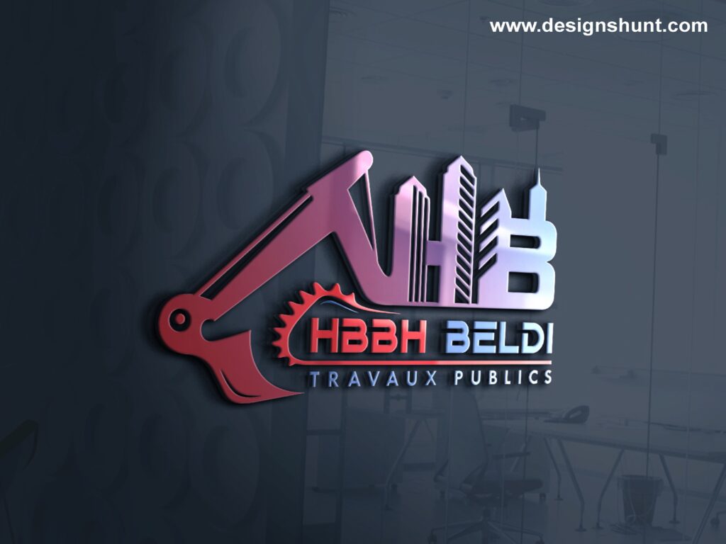 HBBH Beldi Construction Logo Design with bulldozer and building under construction