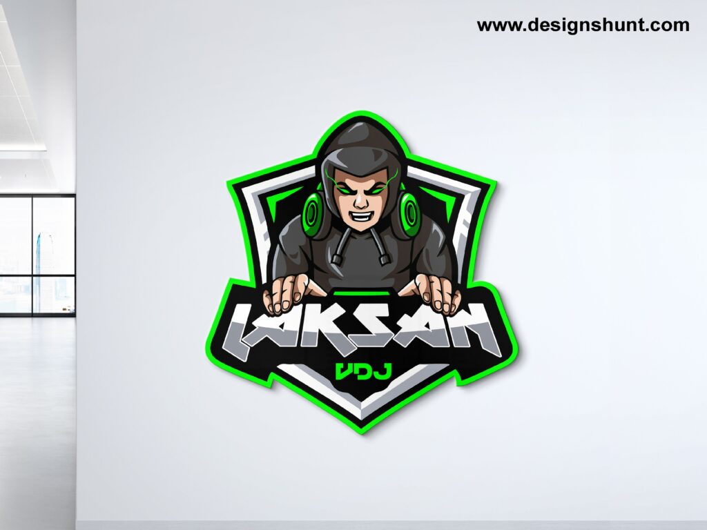 Laksan VDJ Music DJ 3D Logo Vector Design, Gaming Logo DJ Playing muscat logo