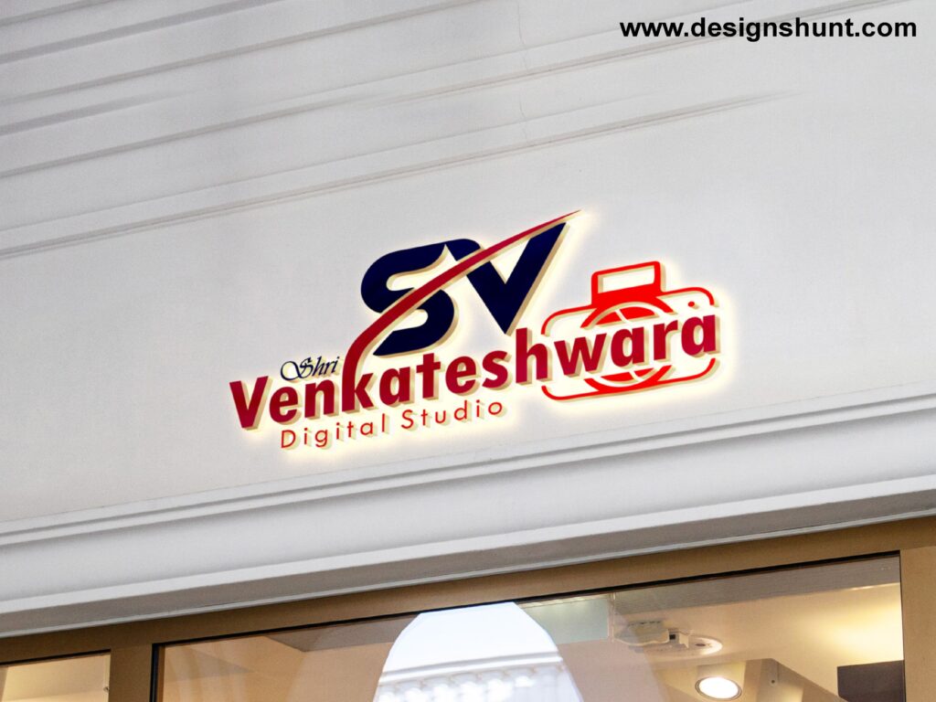 Hindu god venkateshwara with letter SV photography digital studio logo design
