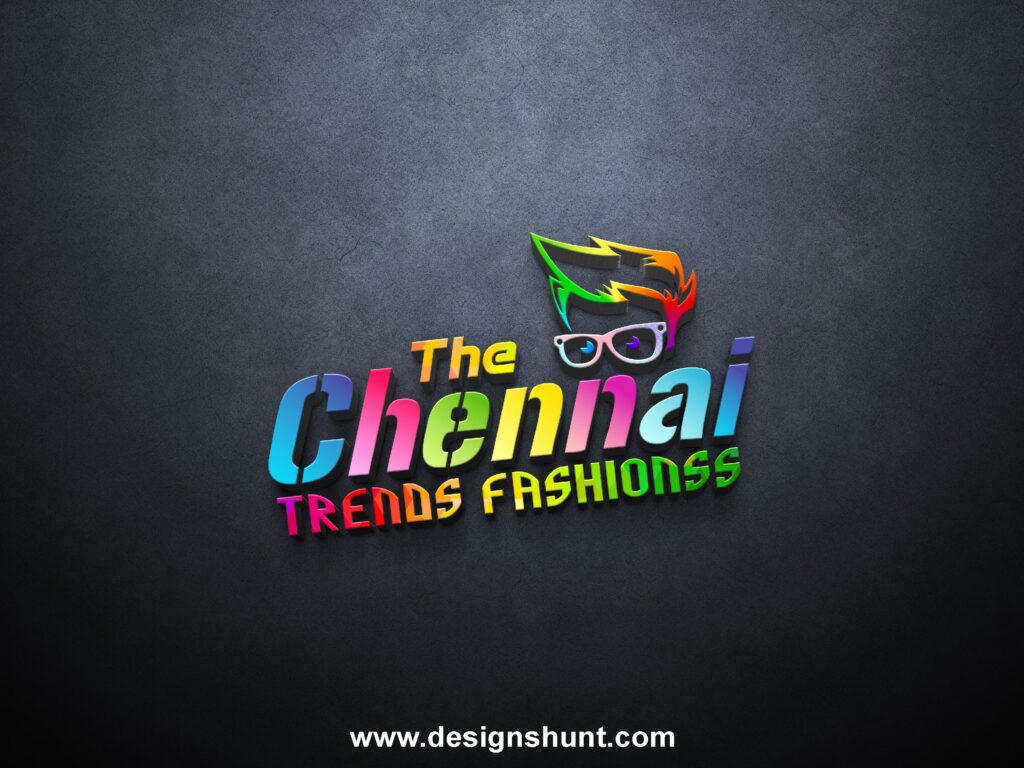 south india chennai city name fashion brand trending with colorful theme and a fashion boy 3D business logo designs hunt