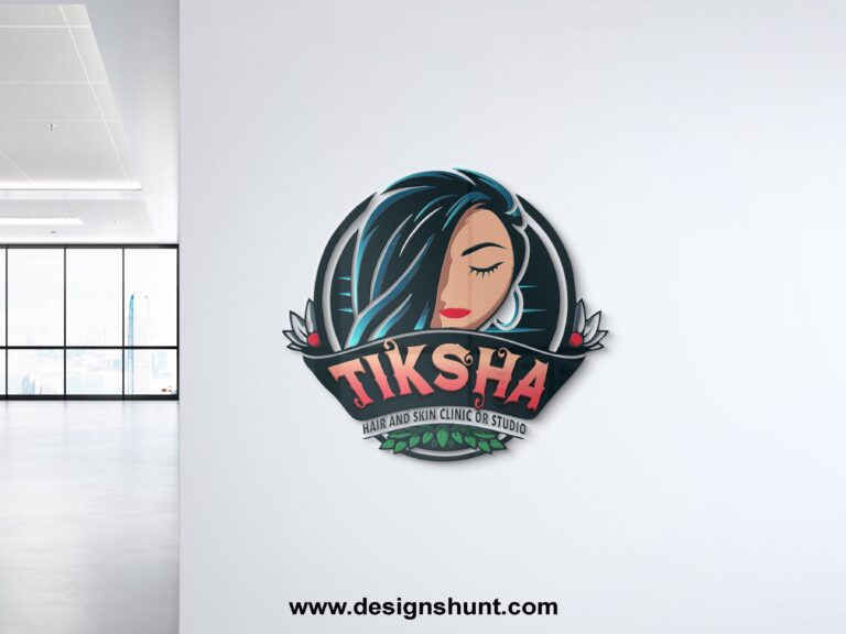 Tiksha Hair and Skin Clinic or Studio 3D healthcare Parlour floral with girl face and elegant stylish font muscut vector logo design hunt