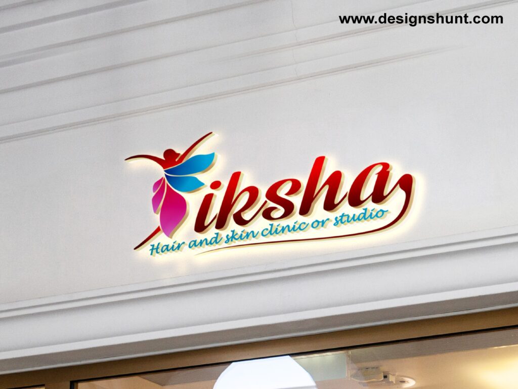Tiksha Hair and Skin Clinic or Studio 3D healthcare Parlour floral with happiness women icon vector logo design hunt