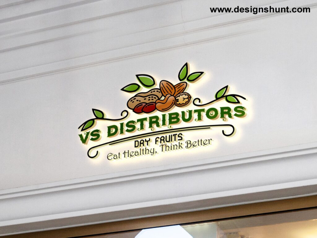 dry fruits distributors company with letter VS 3D business logo designs hunt