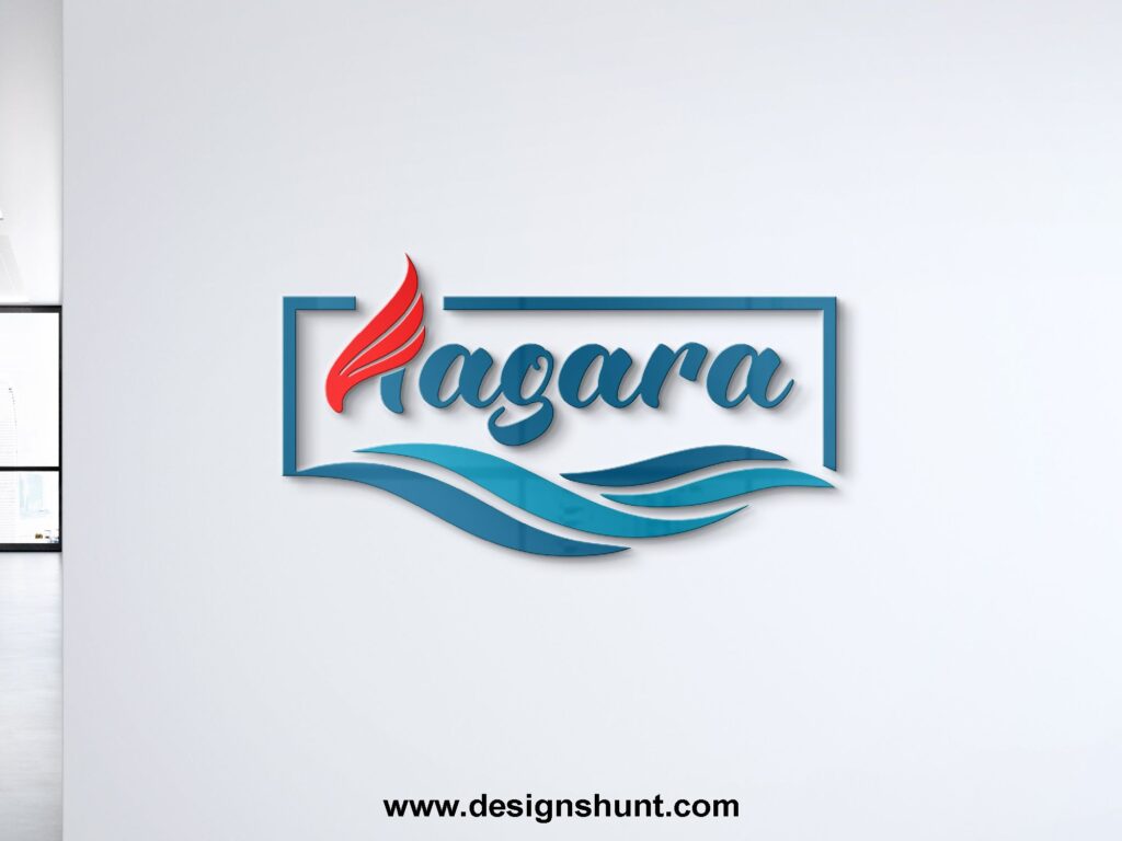 AAGARA clothing fashion brand with sea ocean waves business logo design