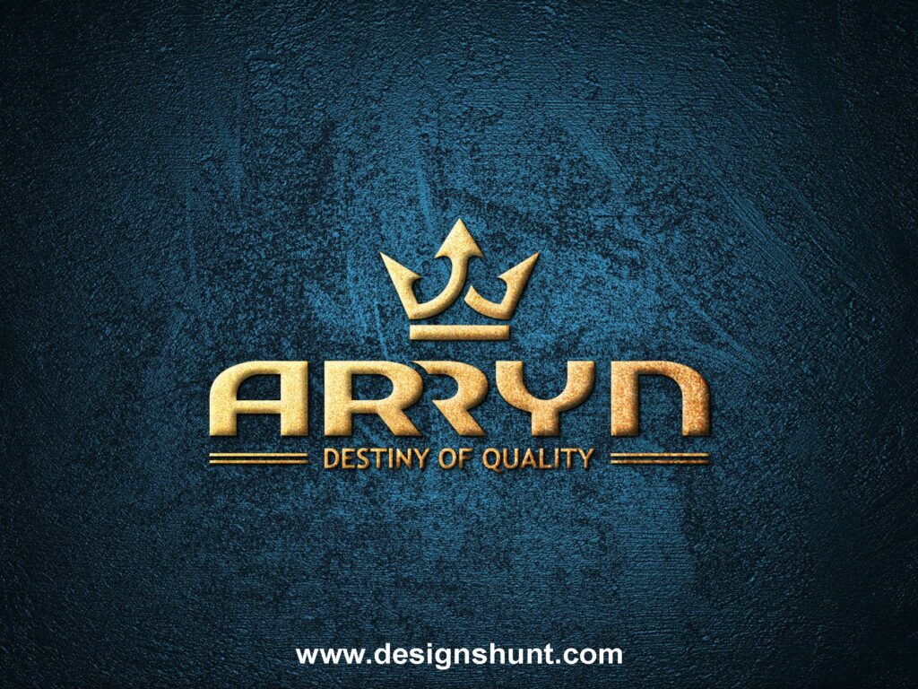 ARRYN destiny of quality fashion brand golden elegant with crown logo design