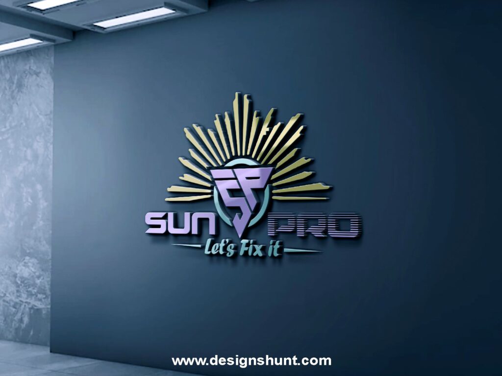 Letter SP Sun Pro Lets fix it business logo design