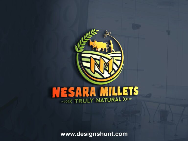 NM Nesara Millets plantation work Agriculture and farming with farmer round business logo design