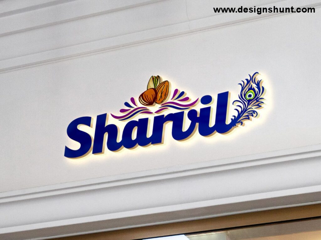 SHARVIL dry fruits wholesaler business 3D logo Design peanuts