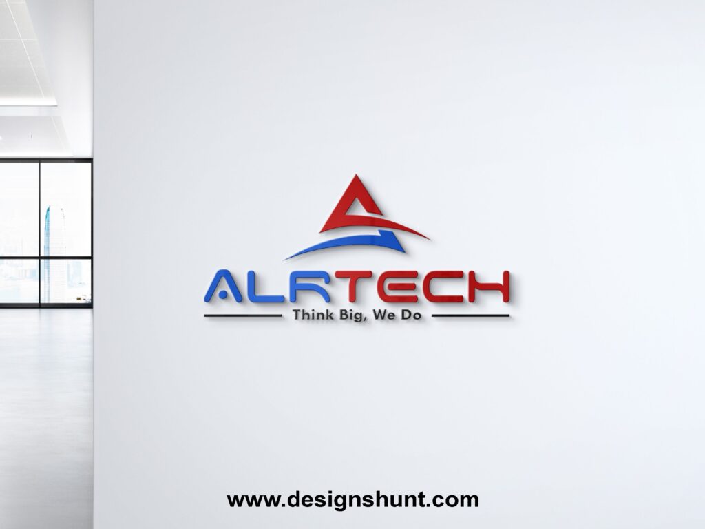 A tech symbol ALR Tech think big we do IT software technologies company custom business logo design