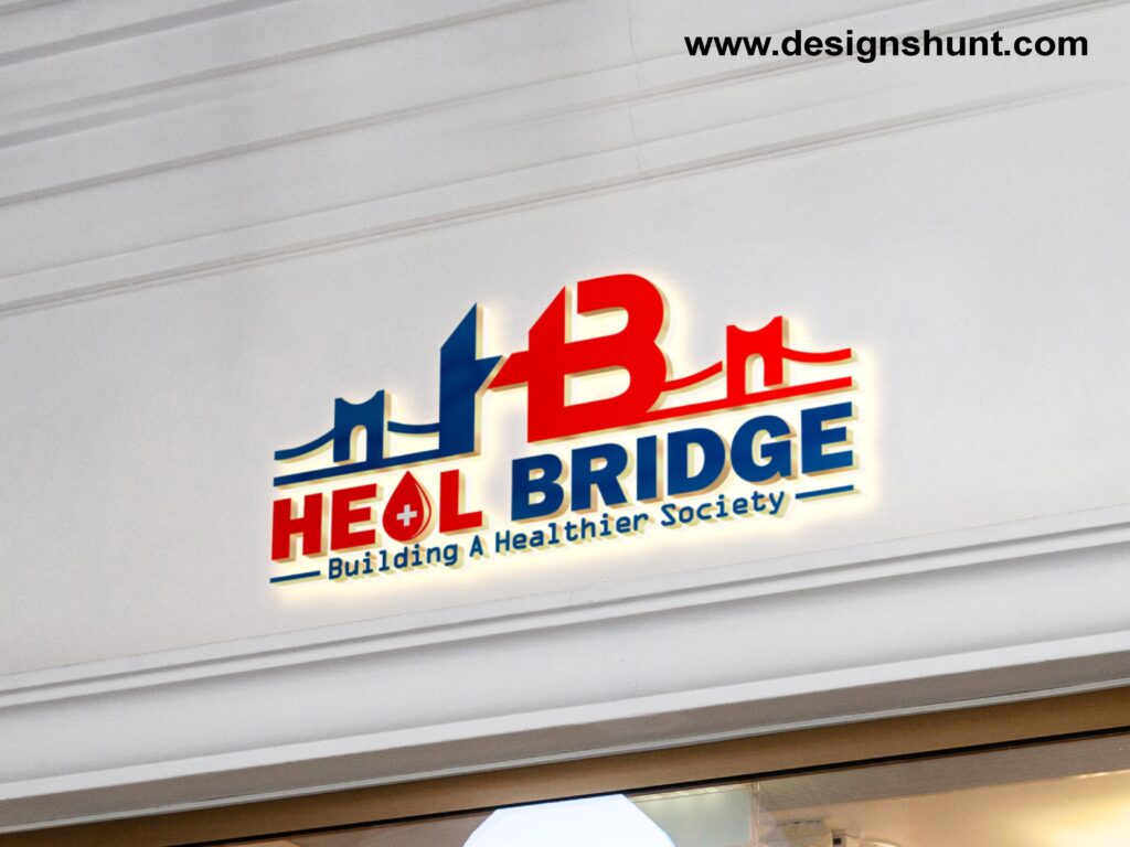 Letter HB Heal Bridge building a healthier society blood donation logo design