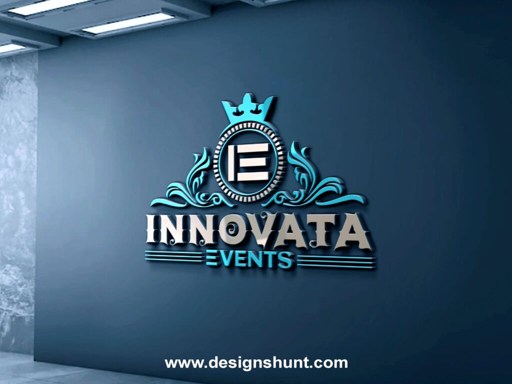 Letter IE Innovata Events with floral and crown icon event management business logo design