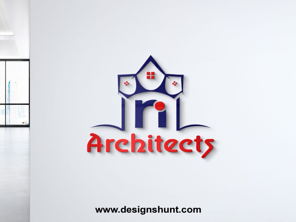 Letter RN Architects Construction design and real estate home interior logo design business