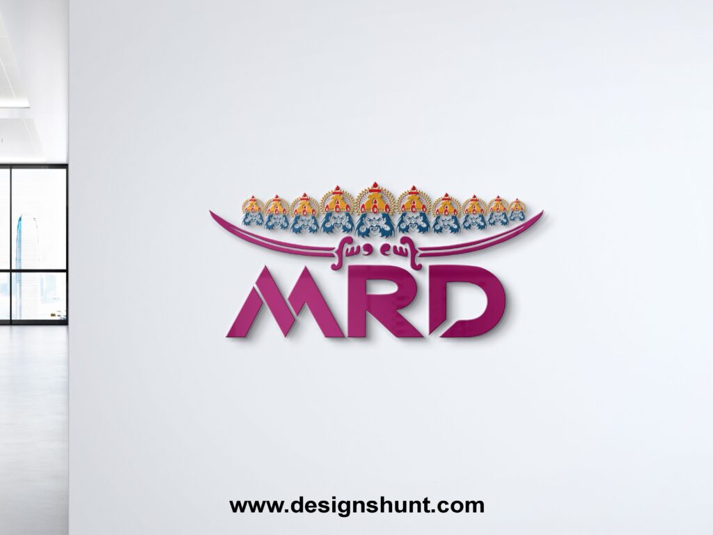 MRD custom business logo design with 10 head ravan and talwar design