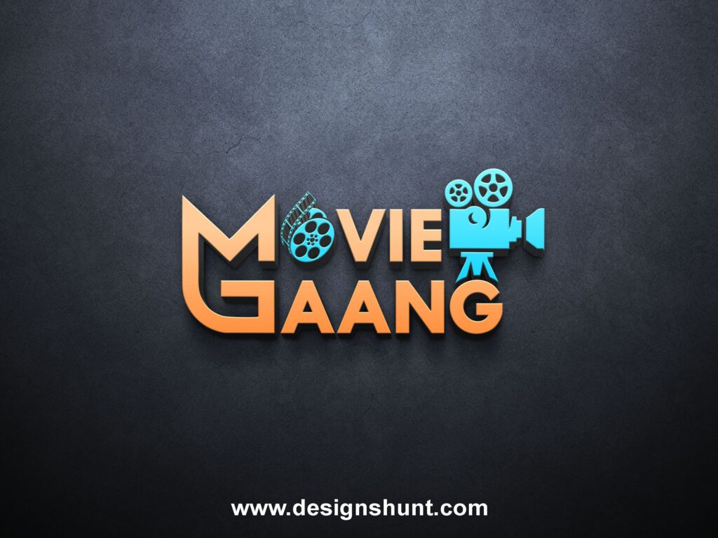 Movie Gang Gaang Videography movie production cinema with camera and reels business logo design