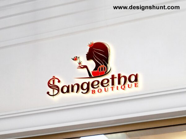 Sangeetha Boutique women clothing shop queen in fancy dress custom business logo design